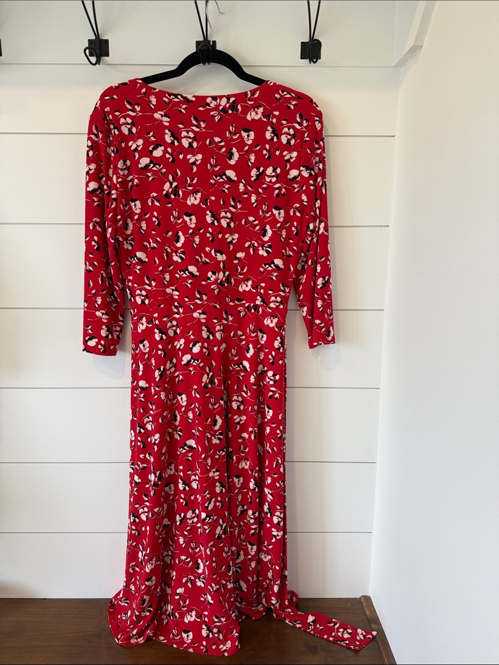 Ralph Lauren Red Floral Wrap Midi Dress - Picture 5 of 6